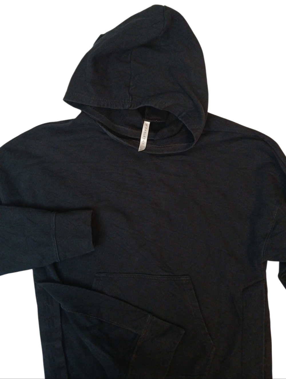 Fabletics Hoodie Womens Small Black Jasmine Side Slit Long Relaxed Pullover